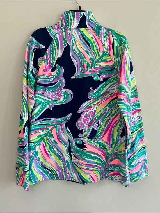 Lilly Pulitzer UPF 50+ Skipper Half Zip Long Sleeve Popover Bright Multicolor, M - Picture 3 of 11